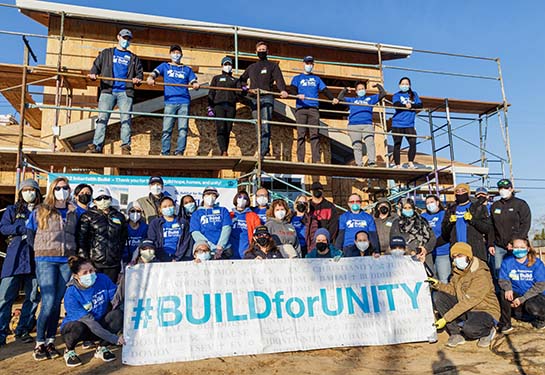 Group photo of Habitat for Humanity Build for Unity volunteers