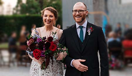 Bride Kelsey Kelly walking w/ groom Brian Kelley