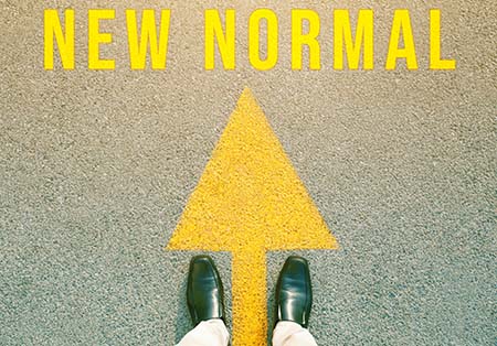 and arrow on the road that says "New Normal". Concept new life after the outbreak of the Covid-19 virus.