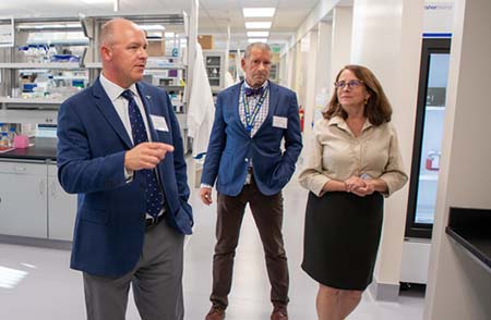 Kent Leach, R. Lor Randall and Susan Murin tour the new laboratories