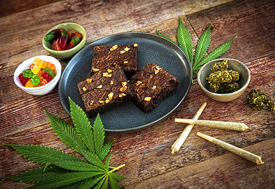 Edible cannabis brownies, gummy bears and candies