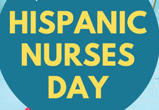 Yellow words spelling Hispanic Nurses Day
