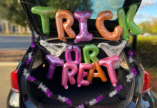 trick or treat sign in car 