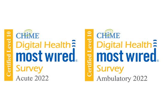 Two logos from College of Healthcare Information Management Executives (CHIME) for Acute and Ambulatory Care