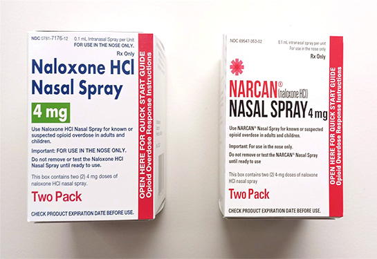 Two boxes of Narcan side by side