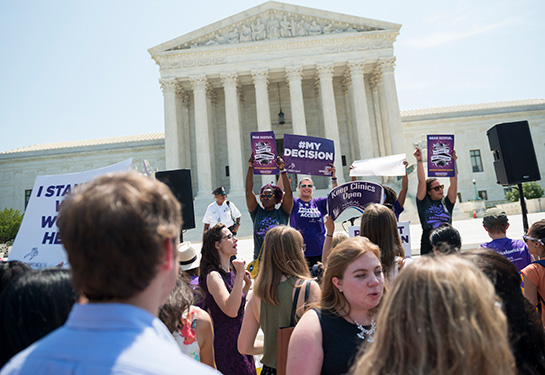 Demonstrators in front of the U.S. Supreme Court