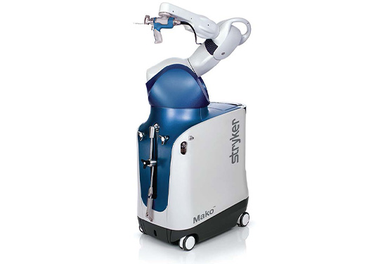 White and blue robotic surgery tool