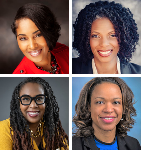 group of four headshots of scientist nurses