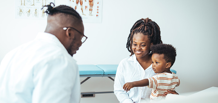 Parent and child in a doctor's office