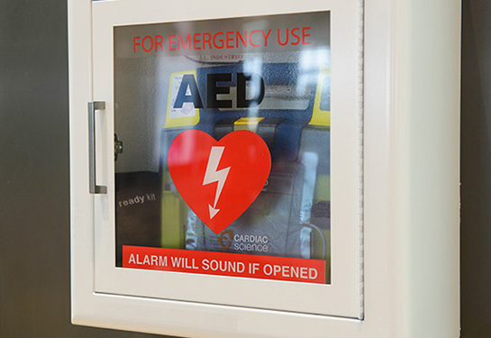 AED machine on a wall