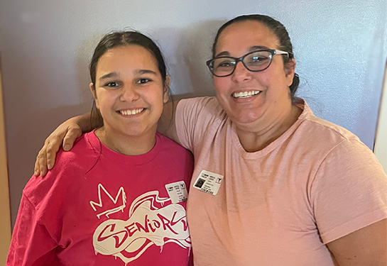 Callie with her mother in the hospital