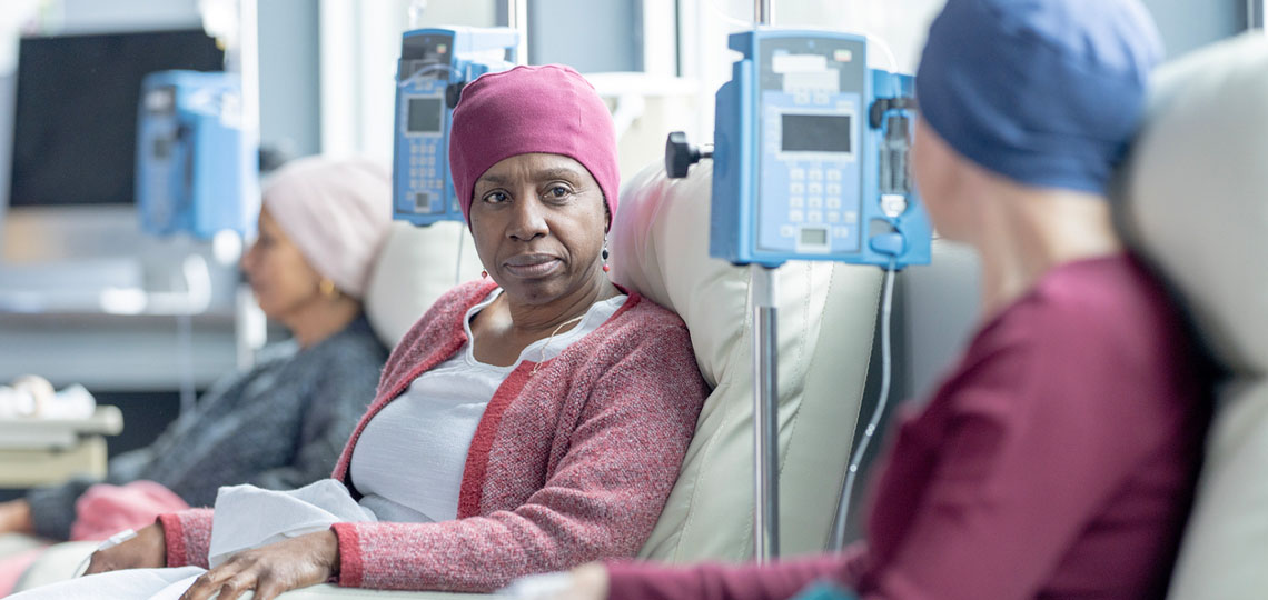 Women with head scarfs getting treatment