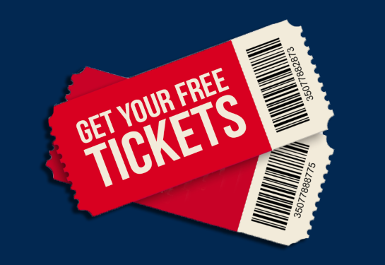 two tickets with the text Get your Free Tickets