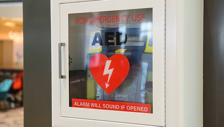 AED mounted on a wall