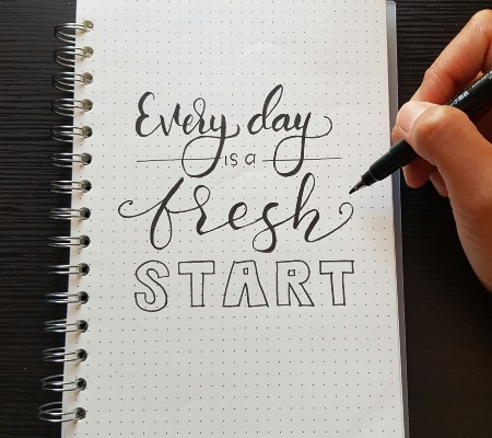 Image that reads, "everyday is a fresh start"