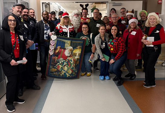 Firefighters visit the Burn Unit