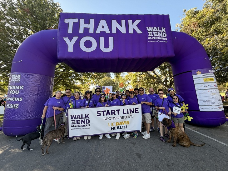 Group at finish line of walk event.
