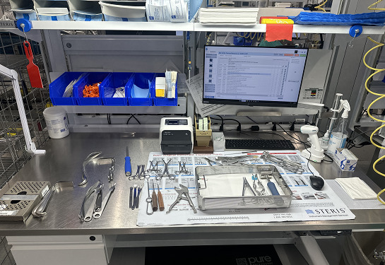 A tray full of sterile medical supplies