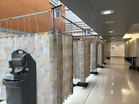 The temporary Emergency Department overflow space in the Pavilion, shown here during its previous activation in January 2026.