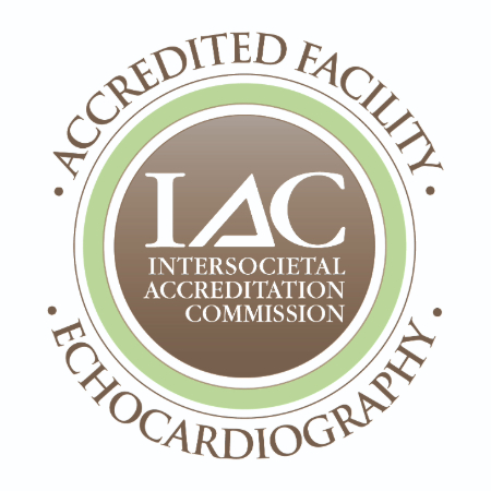 Intersocietal Accreditation Commission (IAC) seal indicating an accredited echocardiography facility.