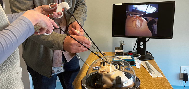 Demonstration of a model for training pediatric surgeons on fetoscopic repair. 