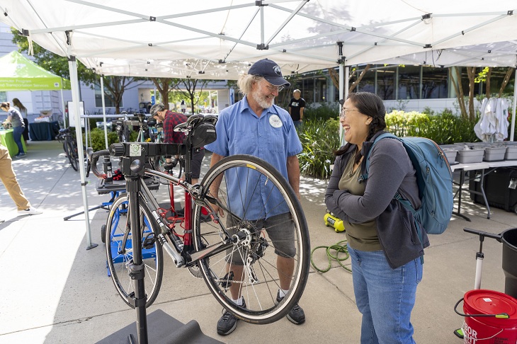 Employee gets bike repaired.