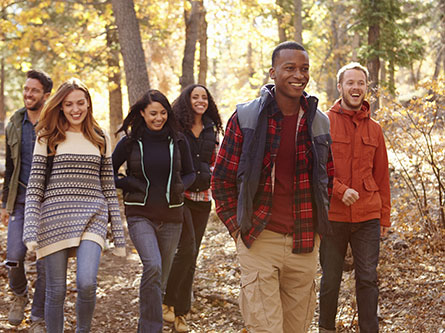 Group of people walking together outdoors