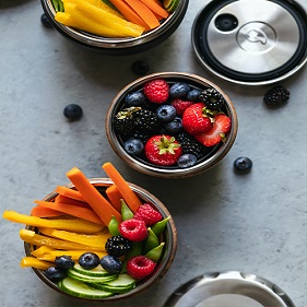 healthy snack of fruits and vegetables