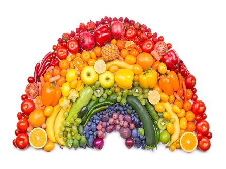 fruits and vegetables in rainbow