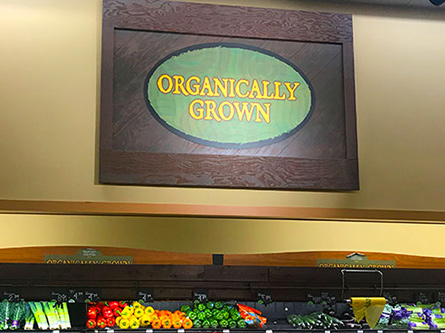 organic grocery sign in store