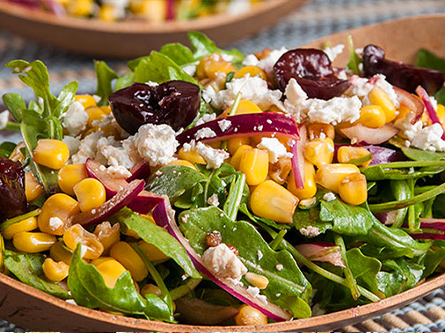 salad with corn and cherries