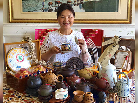 Dr Wan poses with tea collection