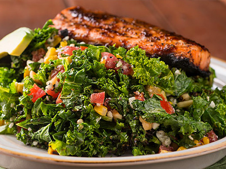 Chopped salad with salmon