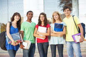 group of teenage students