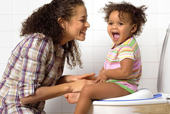 mom potty trains toddler