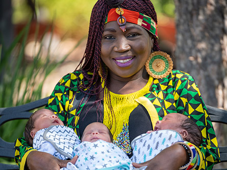 Awa Sangho with her two sons and daughter