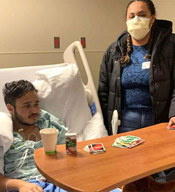 Joshuah Sanchez in the hospital.