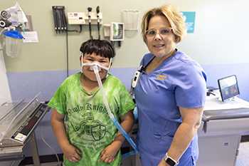 UC Davis respiratory therapist Audrey and patient Eduardo