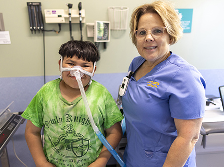 UC Davis respiratory therapist Audrey and patient Eduardo  