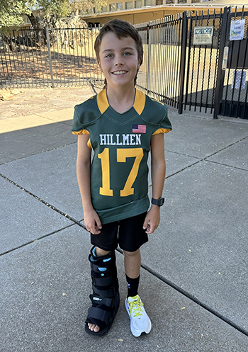 Ryder in his football jersey