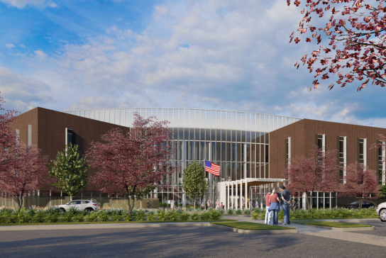 Rendering of the exterior view of entry of folsom medical care clinic