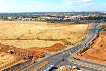 aerial shot of Folsom construction project