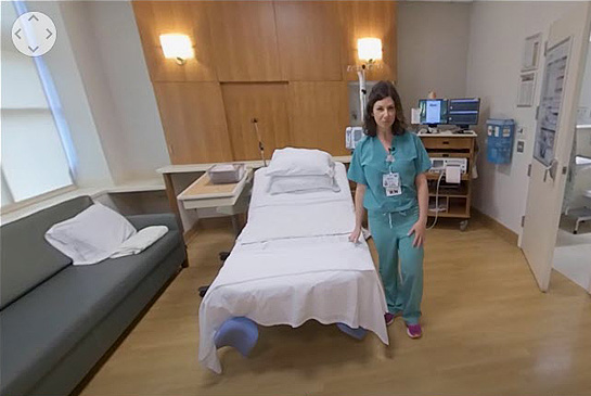 A healthcare worker in a UC Davis Medical Center maternity suite.