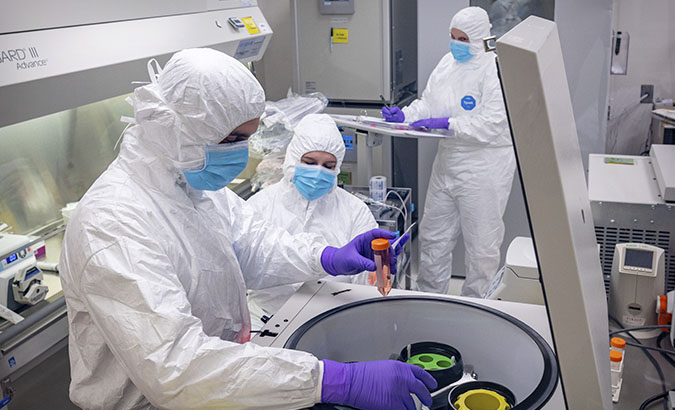 UC Davis researchers working in the lab
