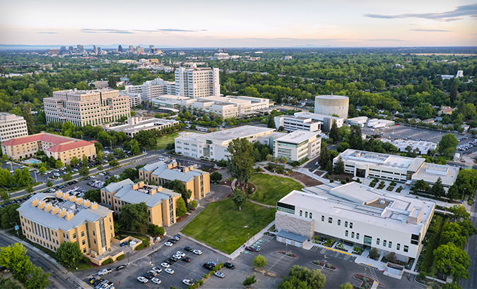 Aerial shot of the UC Davis Health campus