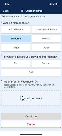update your COVID-19 vaccine records via mobile app step 2a