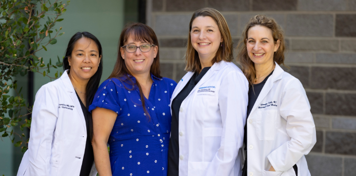 Group photo of Catherine Cansino (Assistant Program Director), Martha Morris (Program Manager), Julie Westberg (Kaiser site Director) and Véronique Taché (Program Director).