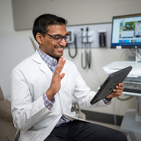 Doctor conducting a telehealth appointment