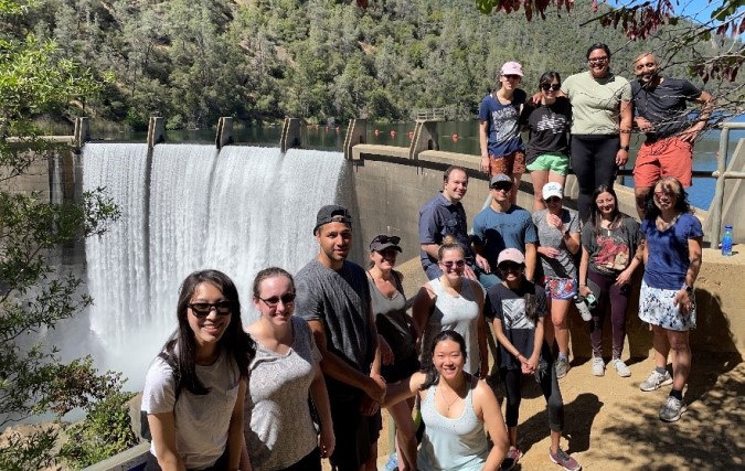Sixteen residents hike to remote dam in Sacramento.