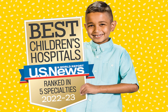 Best Children's Hospital badge and patient photo